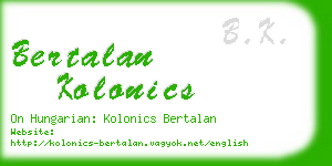 bertalan kolonics business card